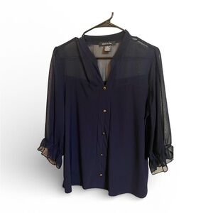 Chic Sheer Navy Blouse